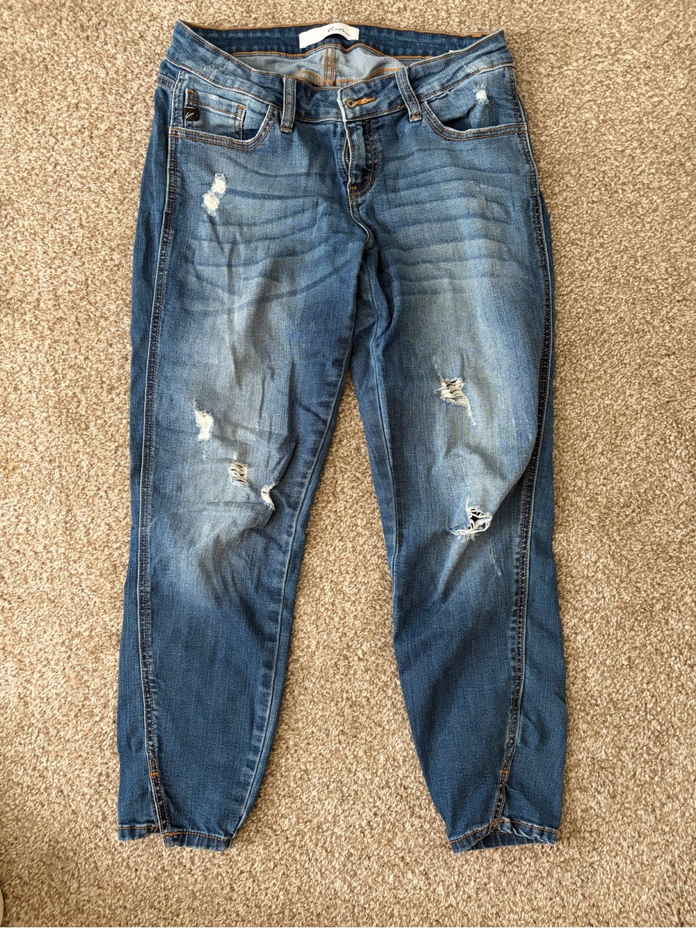 Kancan Distressed Blue Denim Boyfriend Jeans